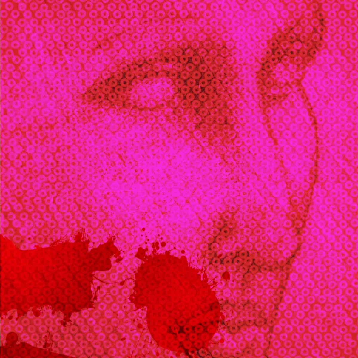 Sketch of a pink profile of somewhat androgenous, medieval-style face